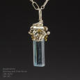 Aquamarine, Sterling, Fine Silver and 18K Gold Pendant