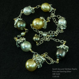 Pearl, Fine and Sterling Silver Necklace